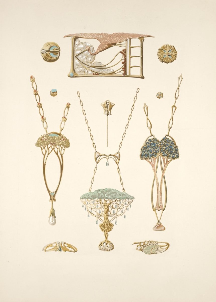 Collection of ornate vintage jewelry designs